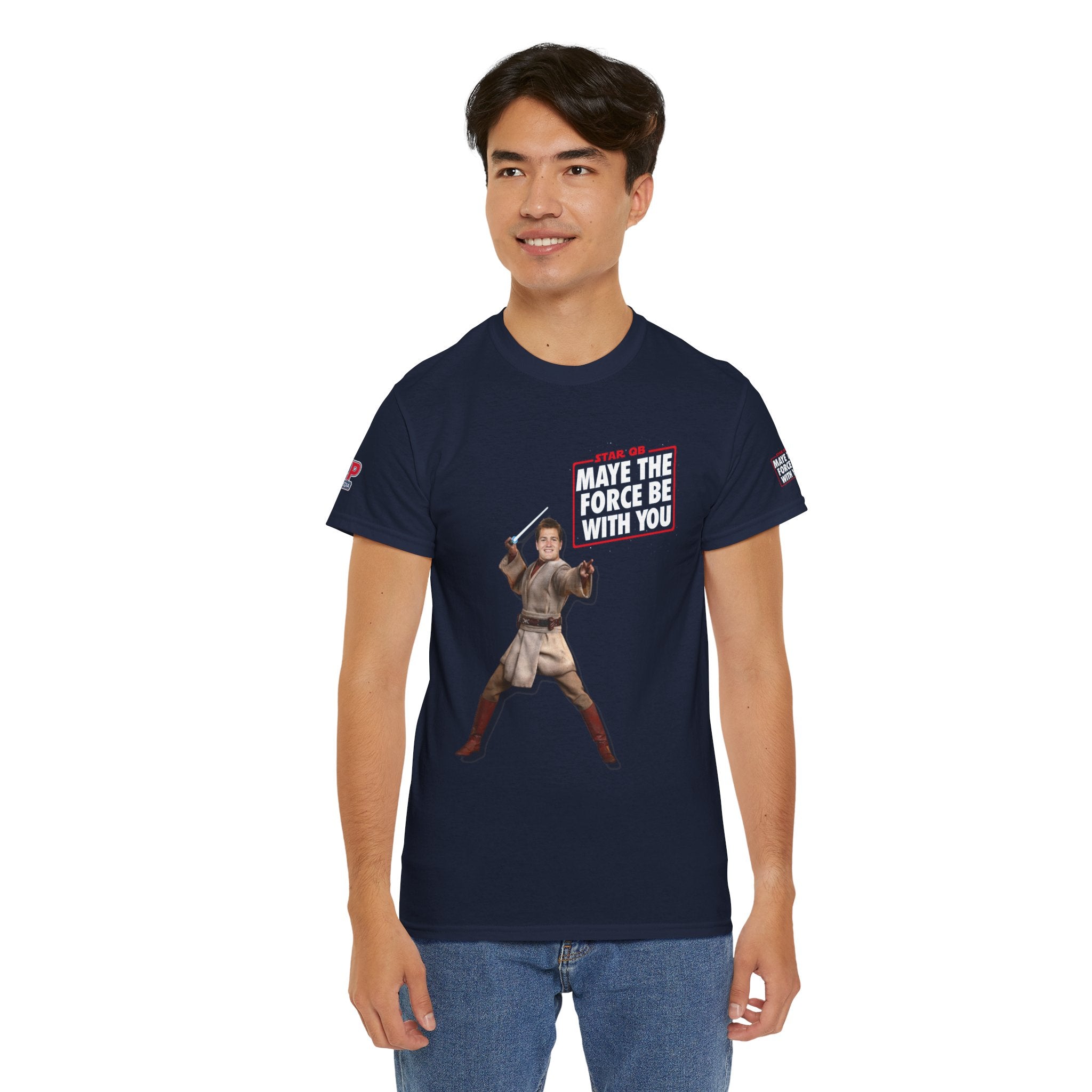 MAYE THE FORCE BE WITH YOU – Drake Maye Patriots Parody Tee | Funny Star QB/Star Wars Fan Shirt | Football Tee
